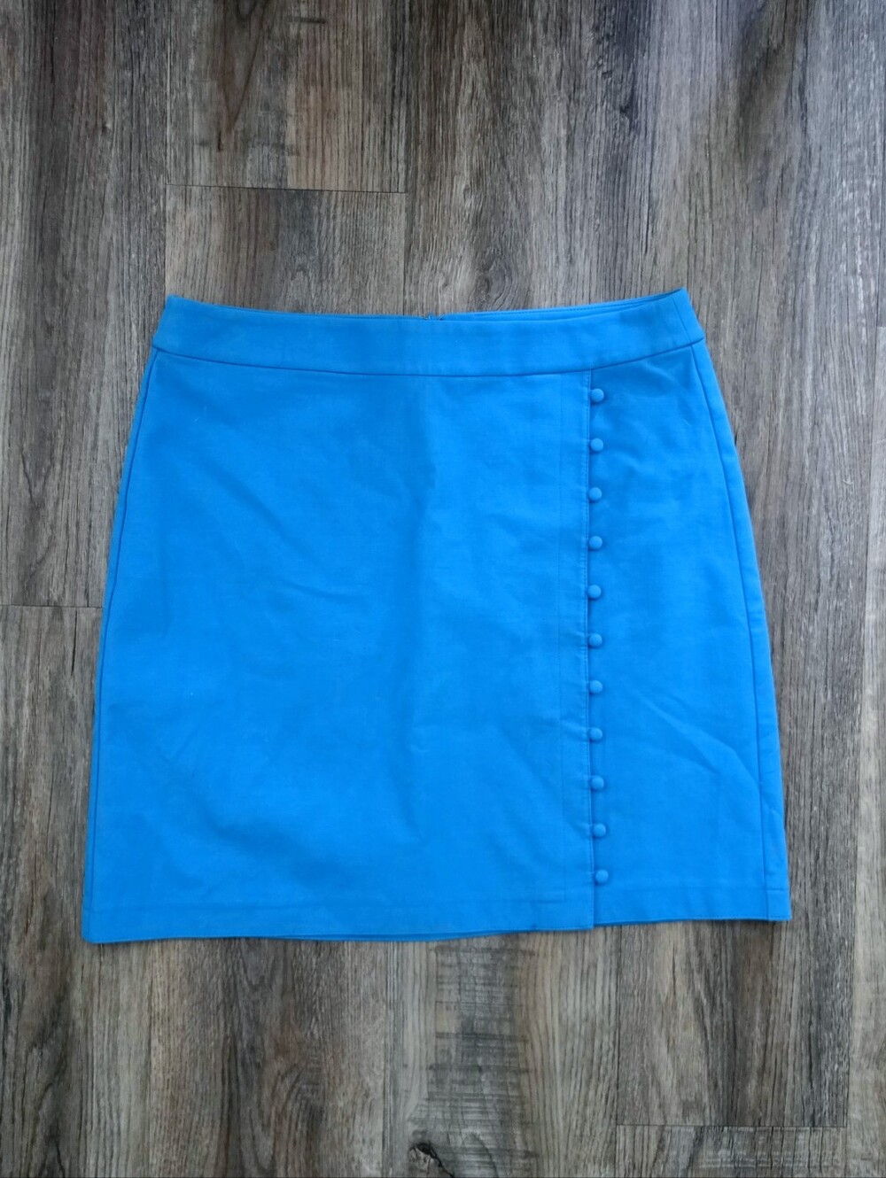 LOFT Electric Blue Mini Skirt with Side Button Detail